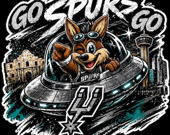 Spurs Coyote Sticker | Go Spurs Fan Art (Holographic Options)