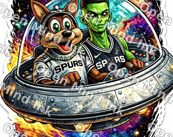 Wemby and Coyote Spaceship sticker