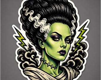 The Bride! custom Bride of Frankenstein sticker