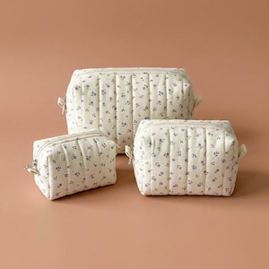 Quilted Makeup Bag Sewing Pattern, 3 Sizes, Illustrated PDF