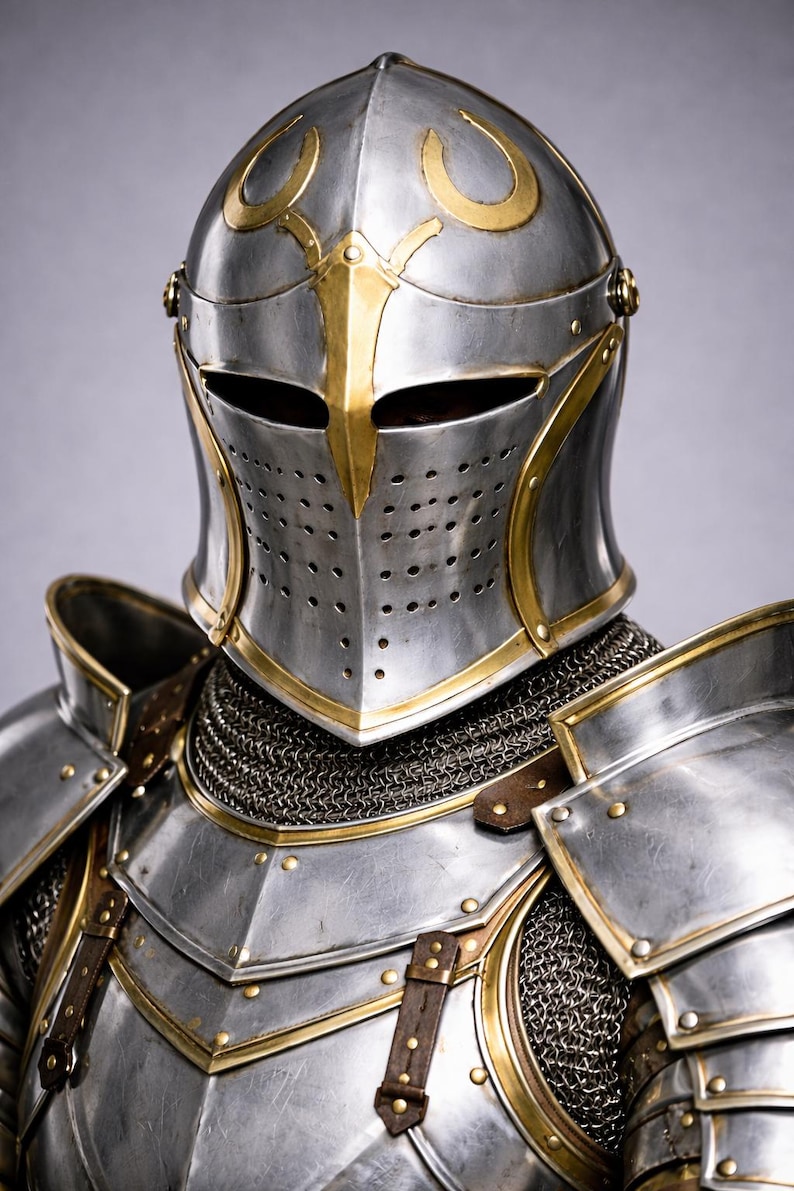 Knight Armor Rack Full Steel Knight Armor Suit | Gothic Reenactment Costume With Brass ...