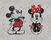 Mickey Minnie PNG | Vintage Disney Couple Sublimation Design | Retro Sketch Cartoon Digital Download | Cricut File For Matching Shirt