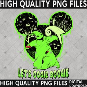 PNG da Cabeça do Mickey do Oogie Boogie | Design para Sublimação "Vamos ao Oogie Boogie" | Clipart do Jack e da Sally de "O Estranho Mundo de Jack" | Arquivo Cricut de Halloween
