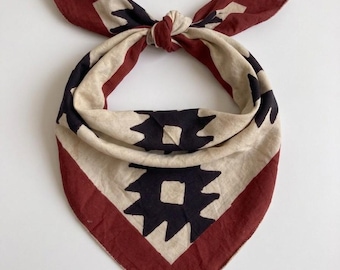 Paisley Bandana Cotton Hand Block Print | Vintage Neck Scarf | Cowboy Neckerchief | Gift for Him