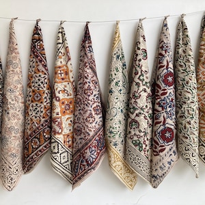 Hand Block Printed Cotton Bandanas | Jaipur Boho Wedding Favors (Set of 10)
