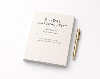 90 Day Personal Reset Workbook | Life Reset Planner | Goal Setting and Habit Tracker | Printable Self Improvement Journal PDF