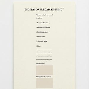 Mental Reset Workbook for Overwhelmed Minds | ADHD Friendly Planner PDF | Decision Fatigue Reset | Printable Clarity Journal image 2