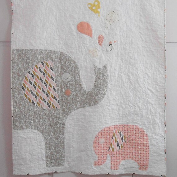 Elephant Baby Quilt Elephant Nursery Bedding Neutral Gender Etsy