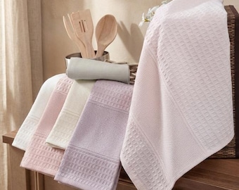 Cross Stitchable Blanks Set of 6 Mixed Colors Kitchen Towels 14 Count Aida