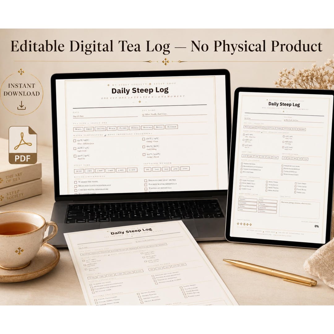 Daily Tea Log Printable | Tea Journal PDF | Loose Leaf Tracker (digital ...