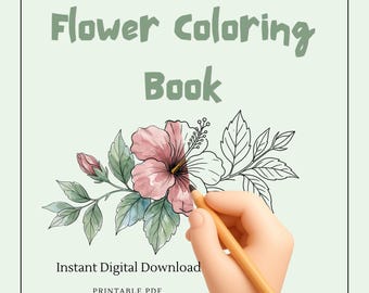 Botanical Floral Coloring Pages for Adults, Wildflower Line Art Printable (PDF Download)