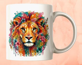 Watercolor Animal Portraits Clipart Set, Floral Animals Art (Digital Download)