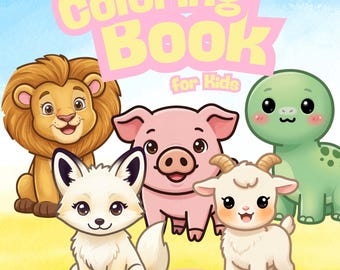 Animal Coloring Book for Kids Ages 3-6, Toddler Printable Pages (PDF Download)