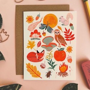 Herbst Grußkarten, 6er Set, Waldtiere Karte, Herbst Karte, Wildtier Karte, Witchy Karte, Geschenk für Freund unter 20
