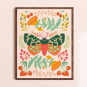 Leopard Motte Kunstdruck, Insekt Wandkunst, Natur Geschenk, Bunt Kinderzimmer Druck, Dopamin Dekor, Maximalist Kunst, Skurril Schlafzimmer Kunstwerk