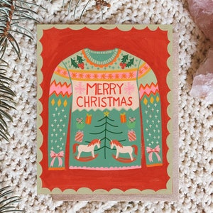Frohe Weihnachten Karten, Weihnachten Pullover Karte, Urlaub Card Pack, Blanko-Karten-Set, Handgezeichnet Notecard Set, süße Urlaub Grußkarten