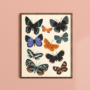 Butterfly Wall Art, Nature Home Decor, Boho Art Print, Insect Gift, Whimsical Artwork, Nursery Wall Art, Girls Room Decor, Science chart