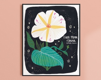 Moon Flower Art Print | Gift for Gardener | Archival Print
