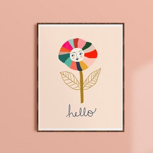 Whimsical Wall Art, Colorful Nursery Art, Floral Wall Decor, Kids Room Print, Rainbow Nursery Art, Whimsical Flower Art Print, Baby Room Art image 1