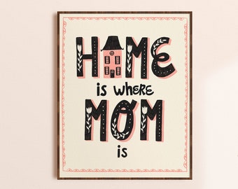 Mother's Day Gift, Home is Where Mom is Print, Gift for Grandma, Mom Gift From Daughter, Birthday Gift Mom, Mom Wall Art, Gift for Her