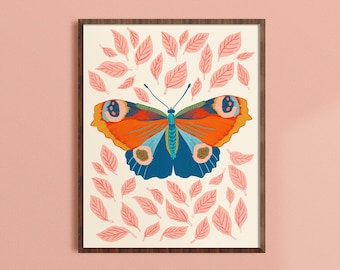 Colorful Butterfly Wall Art, Nature Home Decor, Boho Wall Art, Insect Wall Print, Whimsical Bug Artwork, Nursery Room Art, Entomology Art
