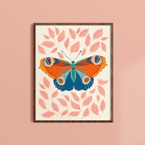 Colorful Butterfly Wall Art, Nature Home Decor, Boho Wall Art, Insect Wall Print, Whimsical Bug Artwork, Nursery Room Art, Entomology Art