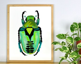 Insect Print, Kids Room Decor, Nursery Wall Art, Bug Illustration, Kids Wall Art, Boys room Decor, Entomology, Beetle Print, Science Print