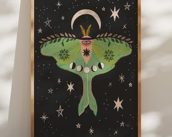 Art de la mite lunaire céleste, décoration de la nature mystique