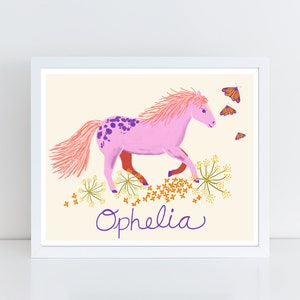 Custom Name Print, Horse Print, Personalized Baby Gift, Kids Wall Art, Baby Name, Nursery Prints, Farm Animal Nursery, Horse Gift for Girls