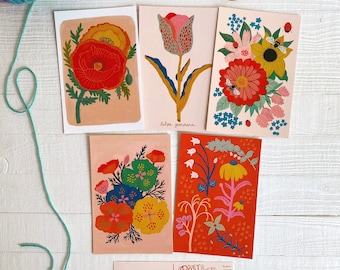 Lot de 10 cartes postales florales, fleurs, cadeau pour un ami de moins de 20 ans, ensemble de papeterie botanique, illustration de la nature, cartes postales beaux-arts