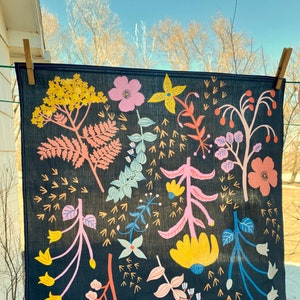 Handmade Wildflower Bandana, Mother&#39;s Day Gift Idea, Floral Head Wrap, Colorful Neckerchief, Gardener Gift, Hiking Bandana, Biker Scarf