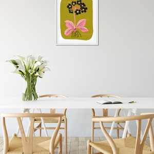 Floral Wall Art, Primrose Flower Print, Botanical Illustration, Living Room Wall Art, Nature Lover Gift, Gift for Her, Pink Bedroom Decor image 4