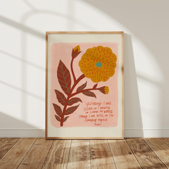 Rumi Quote Print, Inspirational Wall Art, Self Growth Gift, Mindfulness Decor