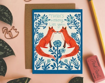 Il n'y a personne comme vous, carte de voeux pour la Saint-Valentin, carte de renard, carte d'amour, carte d'anniversaire pour femme, carte pour animaux de compagnie, carte vierge pour petit ami