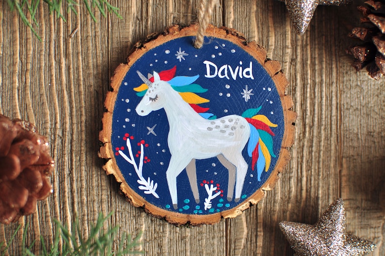 Little Boy Ornament Fairytale Gift Girl Ornaments Unicorn Ornament Custom Ornaments for Kids Baby Christmas Gift Personalized Gift Kid