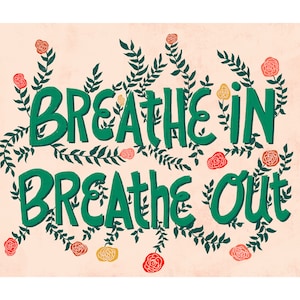 Breathe Print, Mindfulness Art, Yoga Art, Inspirujący wydruk artystyczny, Zen Wall Art, Dekoracja pokoju medytacyjnego, Prezent dla przyjaciela na jogę, Prezent na samoopiekę