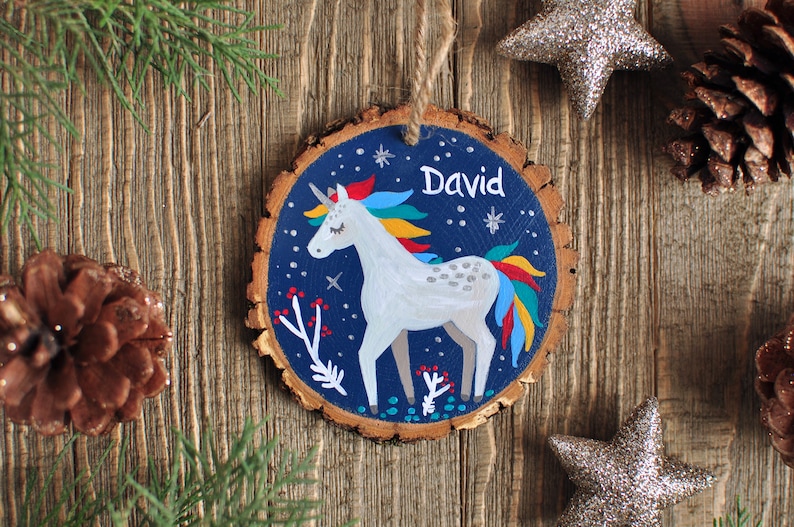Little Boy Ornament Fairytale Gift Girl Ornaments Unicorn Ornament Custom Ornaments for Kids Baby Christmas Gift Personalized Gift Kid