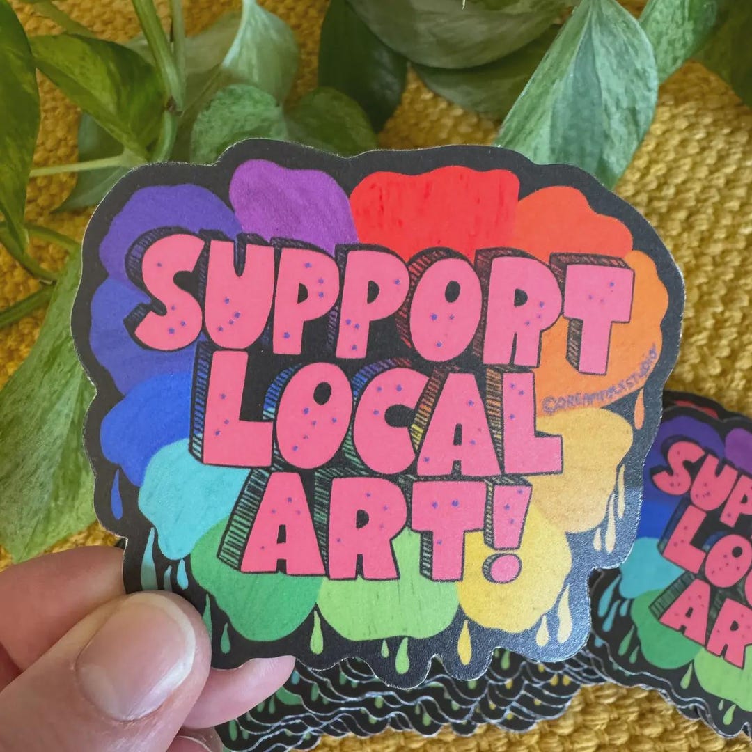 Support Local Art Sticker, Colorful Typography Vinyl Decal - Etsy
