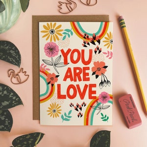 Carte Vous êtes l'amour, Carte Vous pensez à vous, Cartes de voeux d'amitié, Cartes illustrées, Carte d'encouragement, Juste parce que, Carte de correspondance vierge
