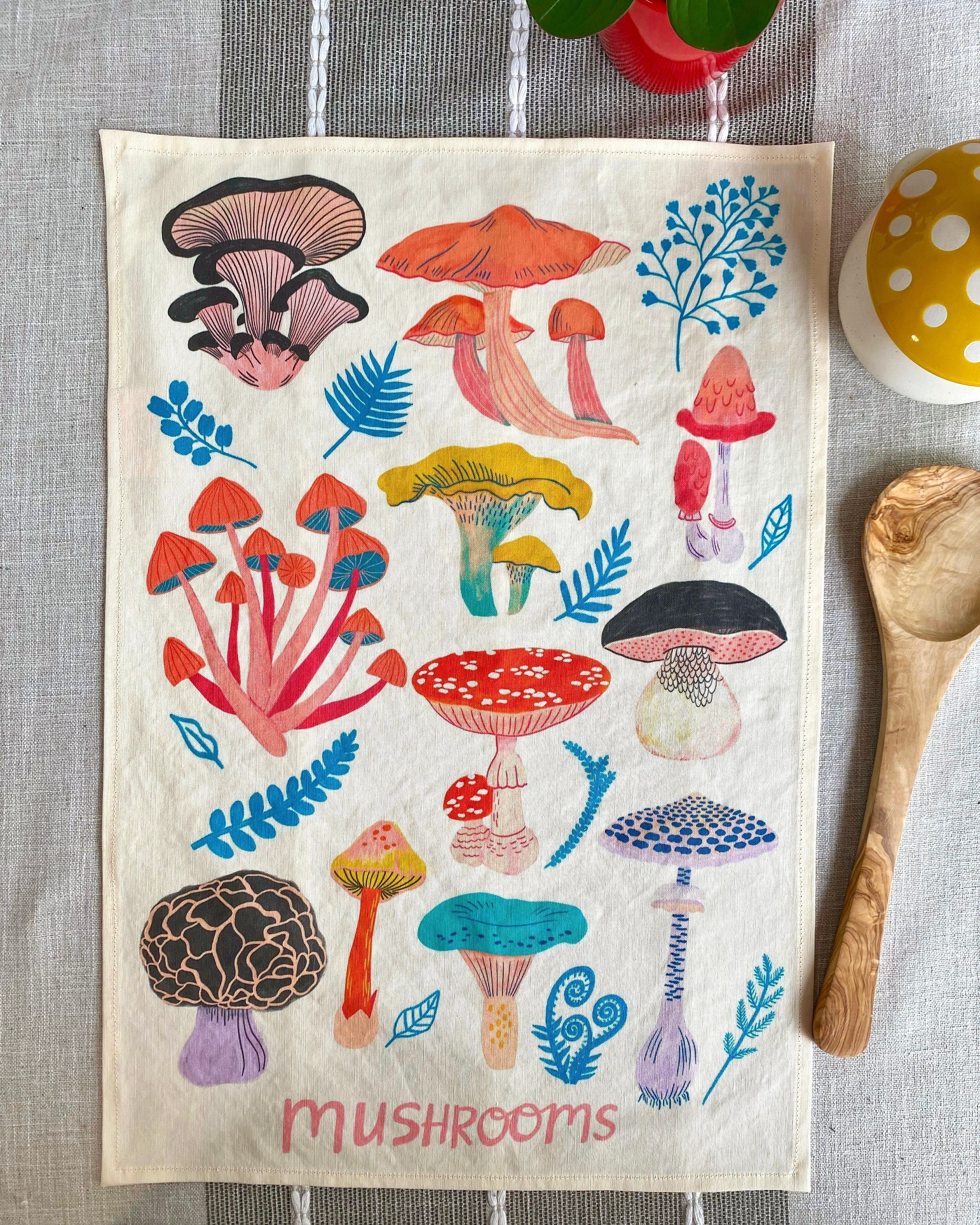 NWT Vintage Mushroom dish towels 16x 25 Made in USA Gindy NY