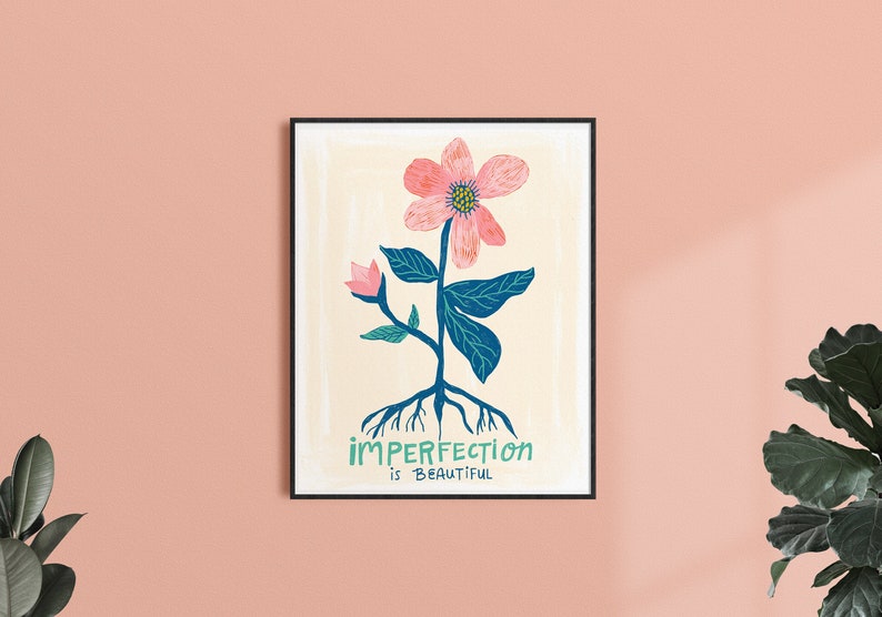 Imperfection is Beautiful, Self Love Art, Self Care Gift, Inspirational ...