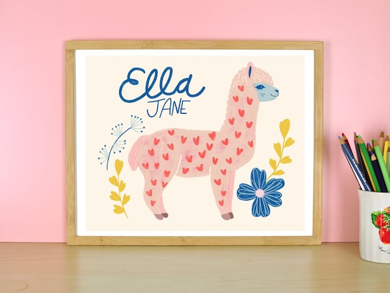 Girls Pink Nursery Decor, Llama Theme Wall Art Prints, Girls Personalized  Name, Baby Shower Gift For Girl, Bedroom Decor - Yahoo Shopping