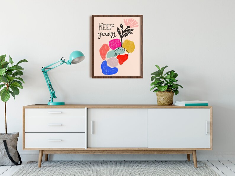 Keep Growing Print, Self Love Art, Inspirational Wall Art, Positive Artwork, Encouraging Words, Friend Gift, Motivational Quote, Self Care image 3