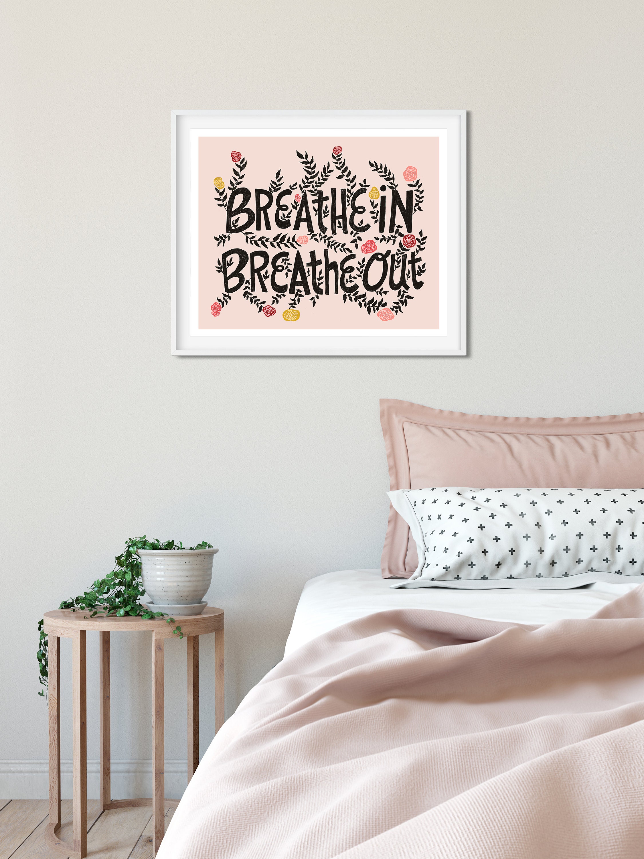 Breathe Print, Mindfulness Art, Yoga Art, Inspirational Art Print, Zen ...