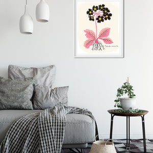 Floral Wall Art, Primrose Flower Print, Botanical Illustration, Living Room Wall Art, Nature Lover Gift, Gift for Her, Pink Bedroom Decor image 3
