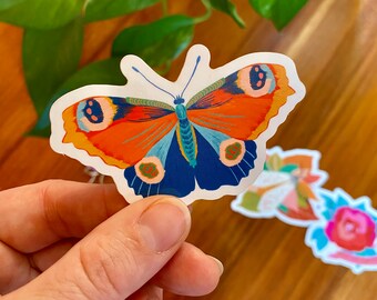 Colorful Butterfly Sticker, Insect Decal, Nature Stickers, Gifts Under 5, Cute Laptop Decals, Water Bottle Decal, Kindle Decorations