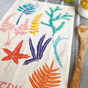 Colorful Fern Tea Towel, Nature Home Decor, Boho Kitchen Towels, Cottagecore Kitchen, Eco Friendly Gift, Plant Dish Towel, Sustainable Gift image 2