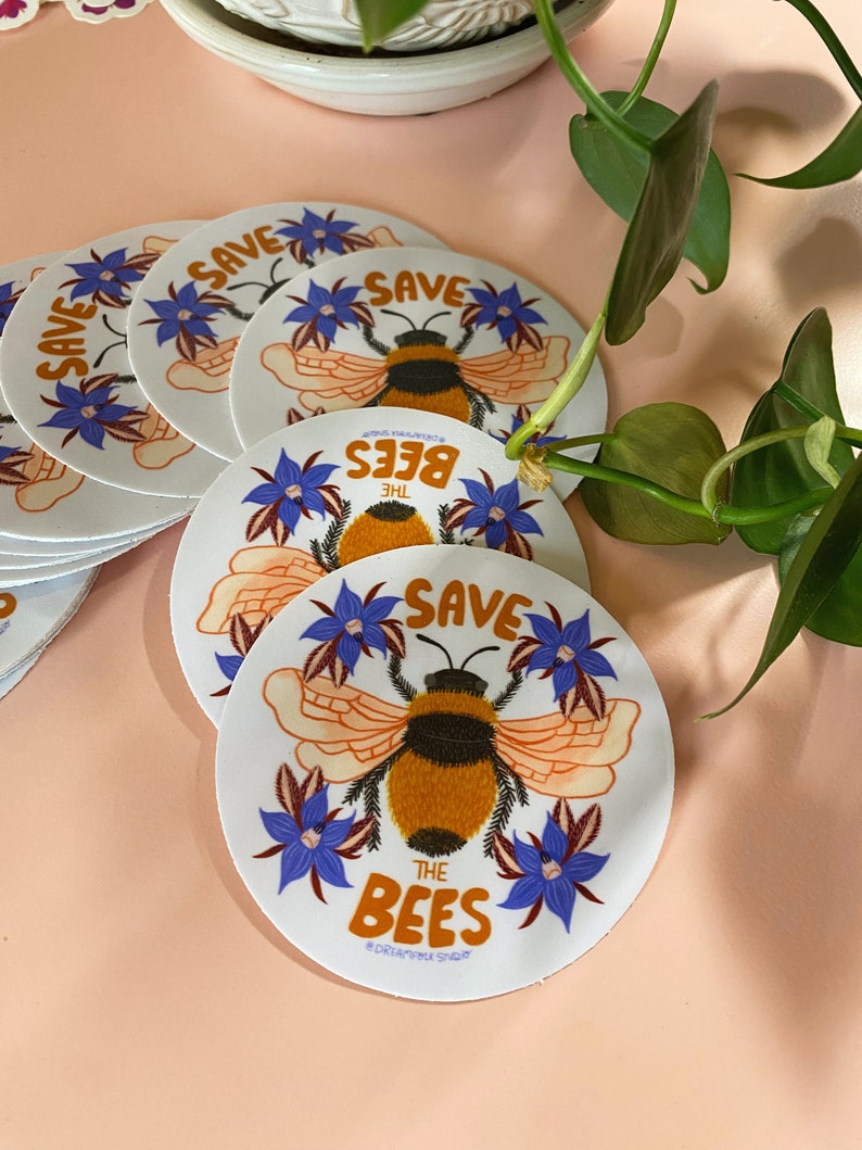 Save the Bees Sticker, Nature Stickers, Environmental Decals, Insect Laptop Decals, Honey Bee Gift, Kindle Decorations, Cute Bug Stickers image 3