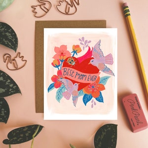 Melhor mãe de todos os tempos, cartão de dia das mães, tatuagem de mãe, cartão de felicitações exclusivo, cartão do filho, feliz dia das mães da filha, cartão ilustrado