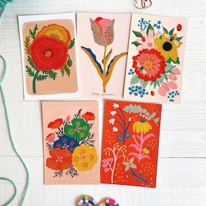 Paquete de postales florales, conjunto de 10, tarjetas de notas de flores, regalo para amigos menores de 20 años, conjunto de papelería botánica, ilustración de la naturaleza, postales de bellas artes imagen 2